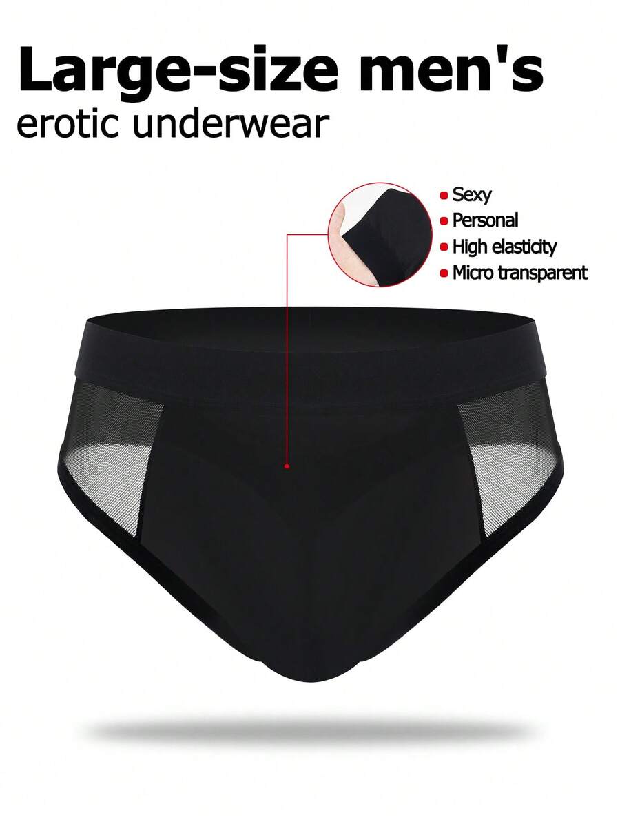1pc Men's Sexy Mesh Briefs, Alluring & Breathable, Waist Underwear