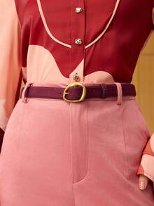 MOTF PREMIUM 1 THẮT LƯNG NÂU KHÔNG ĐỐI XỨNG DÀNH CHO NỮ, THÍCH HỢP CHO CÔNG VIỆC, TRANG PHỤC CƠ BẢN & ĐI LẠI HÀNG NGÀY - Màu Hồng Tươi - Xem 4
