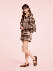 CUCCOO DOLLMOD Women's Flat Brown Fuzzy Round Toe Tabi Split-Toe Mary Jane Loafers, Campus Style For Christmas Valentine's Day - Brown - View 2