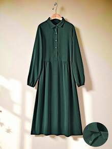 Rusticease Women's Solid Color Minimalist Long Sleeve Short Casual Dress  Winter Clothes For Women - Green - View 1