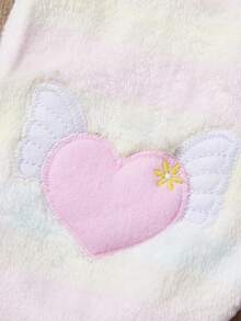 1 Pink Embroidered Heart-Shaped Wing With Traction Buckle Small Dog Special Vest For Autumn And Winter, Thick And Warm For Puppies And Pets, Plush Clothes - Pink - View 8