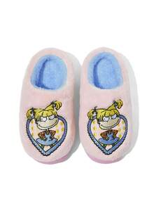 Nick 90s | SHEIN 可爱刺绣卡通女童粉色儿童防滑室内拖鞋，柔软保暖，适合幼儿和儿童冬季穿着，轻便耐用的EVA鞋底，适用于家庭卧室空调房，春、秋、冬季皆宜。 - 粉色 - 查看 7