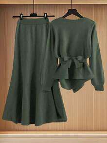GlowEve New Elegant Button Decor Pullover Sweater, Minimalist European & American Style Fashion Knit Top - Army Green - View 2