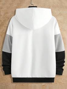 HIMLAND 2件套男士针织修身撞色长袖连帽卫衣套装，燕尾服加大码男士运动套装，男士休闲套装，男士街头服饰套装，加大码男士，男士加大码运动套装，男士黑白套装 - 灰色 - 查看 6