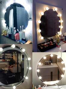 LED可调光化妆镜灯（不含镜子），USB供电，塑料材质，化妆镜灯，灯光可调节，免钻孔化妆镜灯，适用于梳妆台、化妆镜、家居装饰及各种镜子装饰