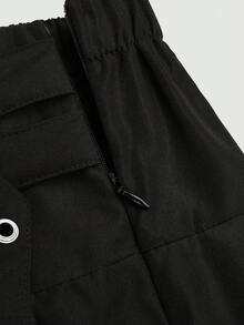 Sweetra Fashionable Sweet Casual Black Metal Punk Pleated Mini Skirt - Black - View 4