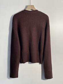 Airaco كارديجان محبوك أنيق للنساء مزين بالمعدن، أكمام طويلة، خريف/شتاء - بني - مشاهدة 2