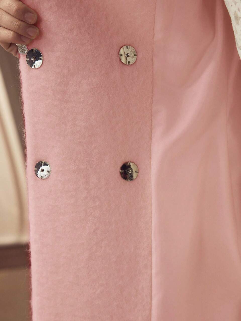 MOTF WOMEN'S WOOL RHINESTONE DOUBLE-BREASTED OVERCOAT
