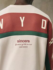 STYNVO Men's Letter Print Contrast Color Crew Neck Long Sleeve Pullover Sweatshirt And Wide Leg Pants Casual Suit Two Pieces Set Co-Ord Set Streetwear Sweatsuit Set Y2k Tracksuit , For Winter, Thermal Lined - Multicolor - View 5