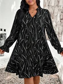 EMERY ROSE Vestido casual de línea A con estampado para mujer talla grande