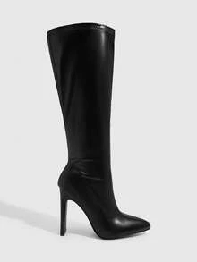 CUCCOO SZL Women's Pointed Toe High Heel Knee-High Boots, Fashion Daily Wear Valentine's Day - Black - View 5