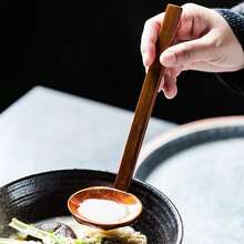 1pc Japanese Style Soup Ladle With Bamboo Handle And Nanmu Shell Spoon For Ramen And Hot Pot School Supplies,Christmas Gift - Brown - View 13