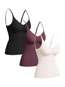 SuitURBody 3pcs Women's Camisole Tops With Removable Padded Bra
