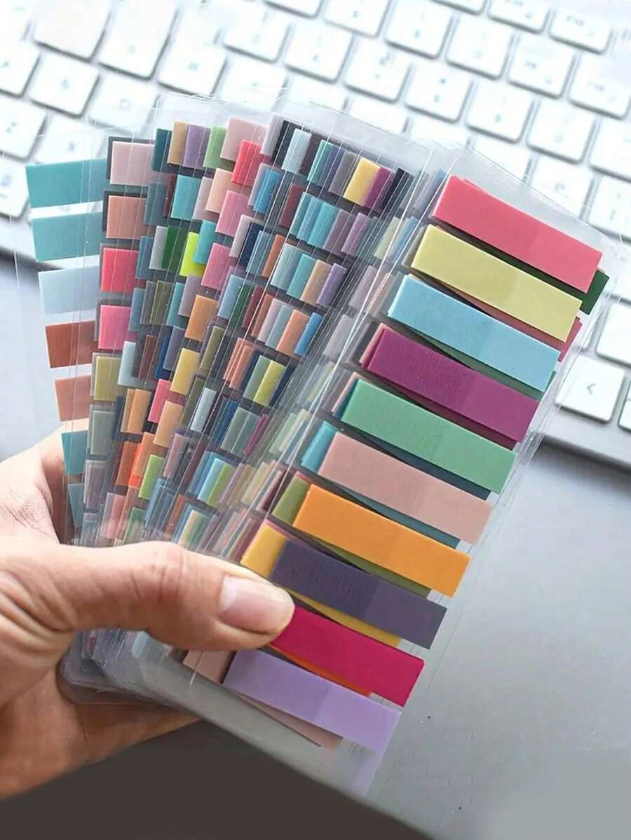 200/600/1000/1400 piezas Notas adhesivas escribibles, Etiquetas de marcador de libros reutilizables y translúcidas para marcar y organizar páginas - Multicolor - Ver 1