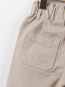 SHEIN Vintage Cute Floral Waist Loose Casual Baby Girl Wide Leg Jeans Baby Trousers Khaki Pants Baby Girl Boy - Apricot - View 4