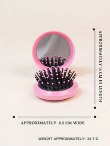 Round Mini Air Cushion Comb, Mini Portable Hairdressing Comb, Foldable Hair Comb With Makeup Mirror, Suitable For Travel Home Outgoing Use - Multicolor - View 9
