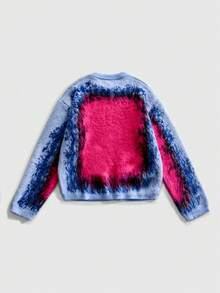 ROMWE MEN Street Life Men's Jacquard Knit Loose Fit Long Sleeve Sweater - Blue - View 2