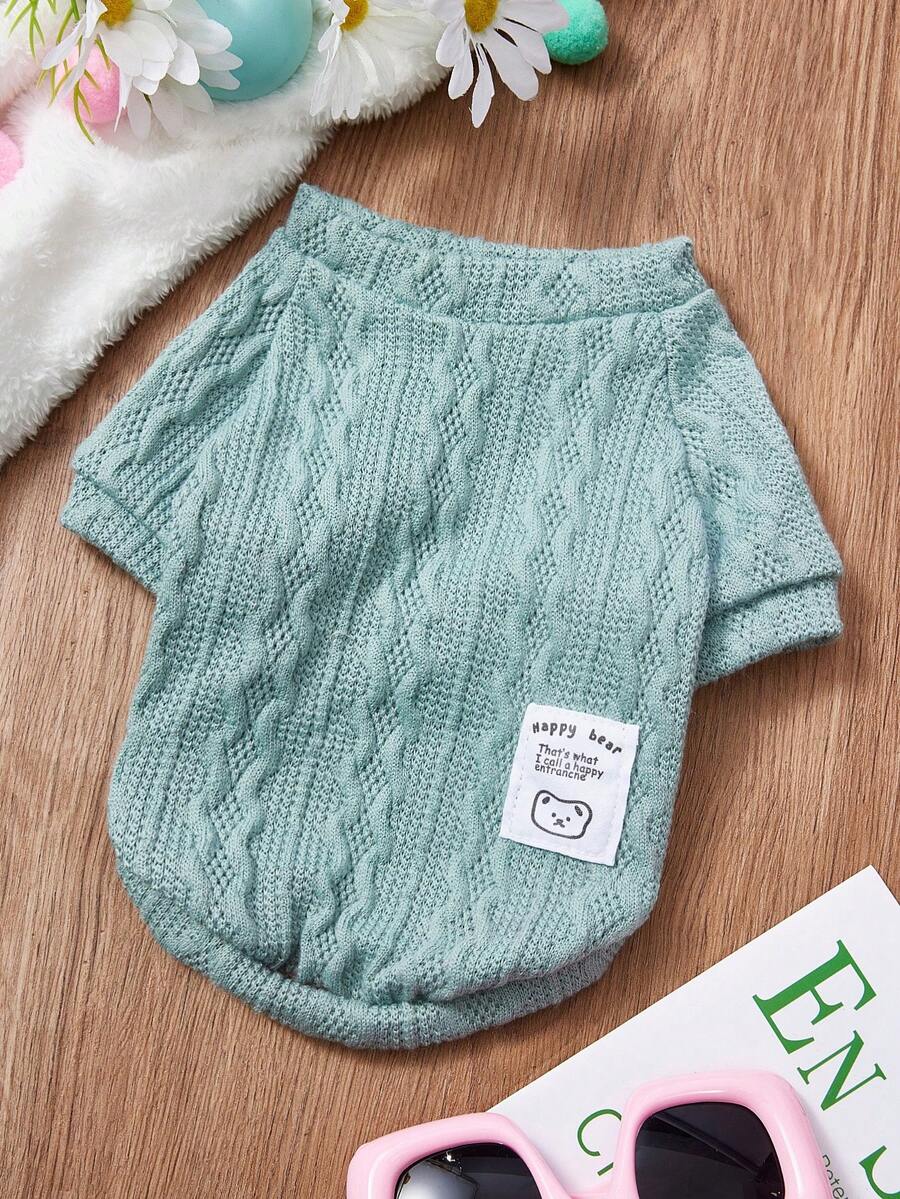 PETSIN 1 件蓝色宠物针织运动衫，适合秋冬季，干爽保暖的宠物衣服 - 藍色 - 查看 1