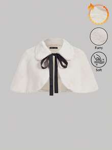 SHEIN MOD 女士优雅蓬松短款斗篷外套，秋冬季，返校节服装