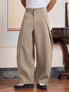 SWAVVY 男士休闲时尚梭织长款设计裤 - 卡其色 - 查看 7