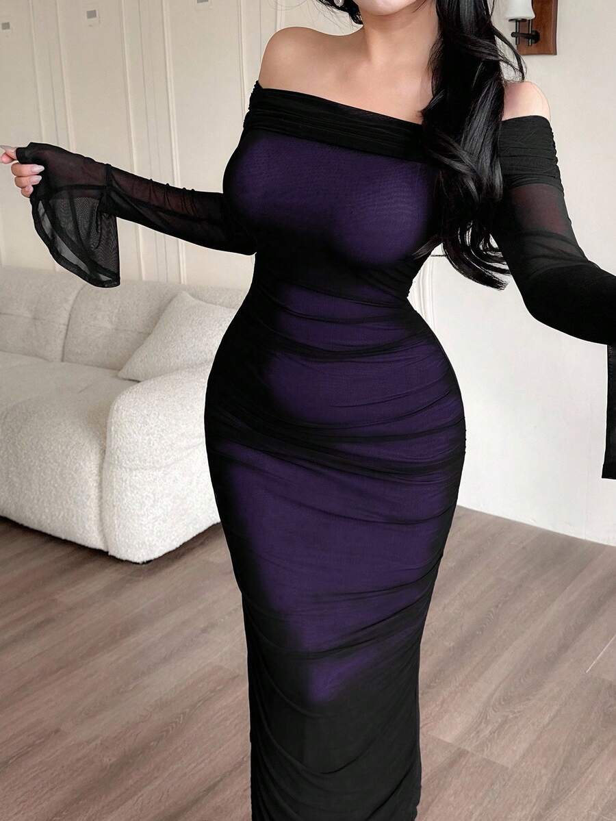 Feyla Váy dài hở vai ombre dành cho nữ - Màu tím - Xem 1