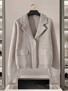 GlowEve Women's Casual Solid Color Cardigan, Versatile For Autumn/Winter - Grey - View 1