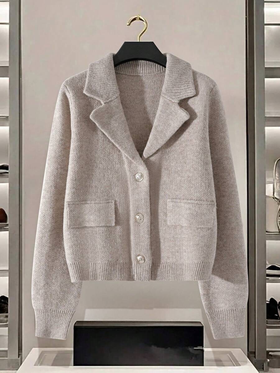 GlowEve Women's Casual Solid Color Cardigan, Versatile For Autumn/Winter - Grey - View 1