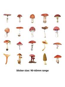 1Pack 40Pcs Vintage Plant & Mushroom PET Stickers, DIY Scrapbooking, Planner Sticker Materials,School Supplies - Multicolor - View 2