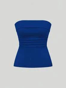 Top mujer stapless cualquier ocasión formal casual trendy corte A femenino - azul real - Ver 2