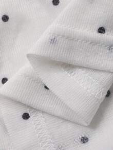 DAZY Women's Polka Dot Print Round Neck Casual Versatile Long Sleeve T-Shirt - White - View 9