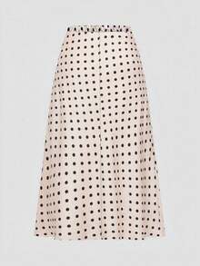 Firerie Plus Size Polka Dot Print Casual Skirt Spring To Summer - Apricot - View 3