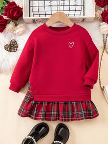 SHEIN Baby Girl Cute Plaid Long Sleeve Patchwork Dress, Autumn/Winter  Fashion