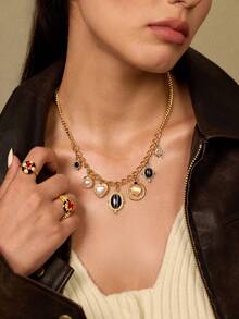 Glisma 女士单枚戒指，服饰，哥特风，复古，串珠，西部风珠宝，金属质感，宝石，秋冬款，送给妈妈/女士/女孩/母亲，高档，复古，十字架 - 紅色 - 查看 3