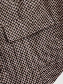 SHEIN MOD 复古格纹U领前开襟纽扣口袋休闲西装背心外套，秋冬季款