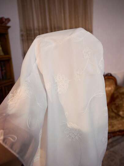 PalaceNights Geborduurde Neck Bowknot Loose Fit Mid Length Long Sleeve Women Nightgown, Fall view 7