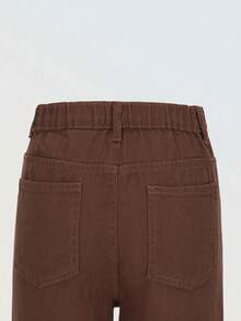 Quần jeans ống rộng dáng rộng cho bé gái tuổi teen, phong cách Y2K, chất liệu cotton thoải mái, thích hợp mặc hàng ngày, đi học và đi làm, có sẵn trong mọi mùa - Cà phê nâu - Xem 5