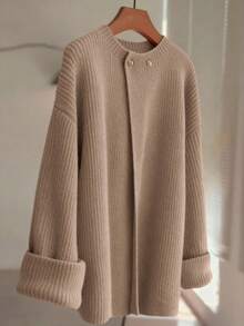 GlowEve Áo len cardigan thời trang mới dành cho nữ, phong cách Châu Âu và Mỹ sang trọng, đa năng, tối giản - Màu nâu  Mocha - Xem 1
