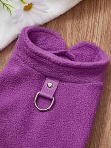 PETSIN 1 件紫色秋冬宠物保暖背心带牵引环，节日加厚保暖宠物衣服 - 紫色 - 查看 6