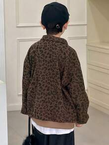 Dazy Kids 秋季大码男童休闲宽松豹纹Polo领卫衣