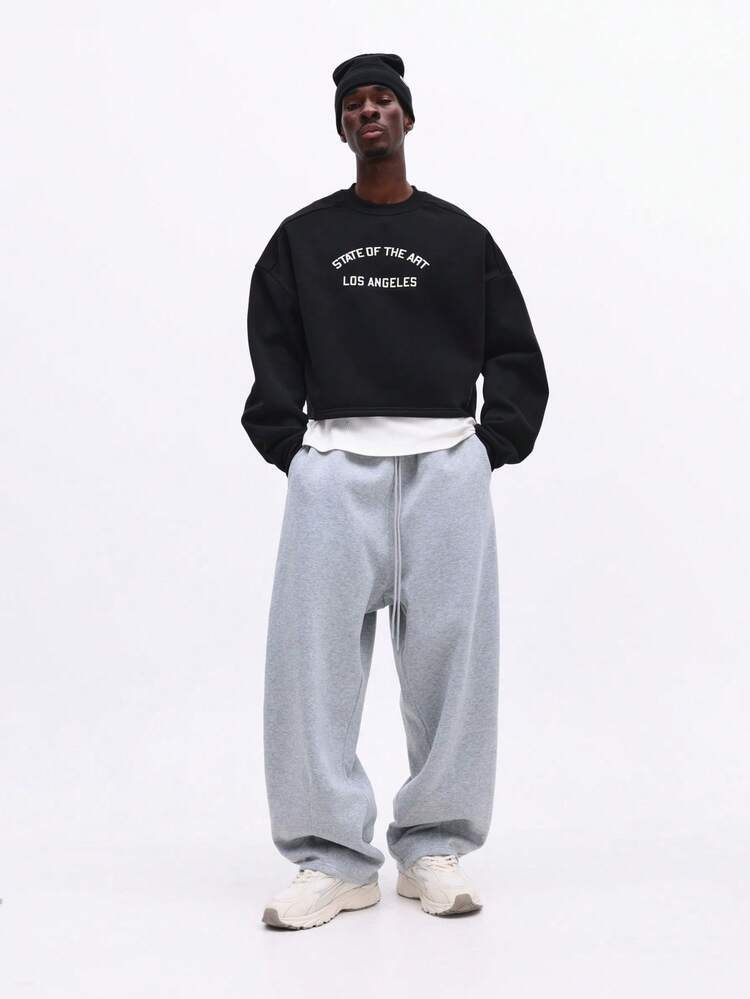 Crop-Sweatshirt mit Textprint