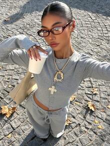 Muchica Women's Casual Knit Loungewear Set, Grey - Multicolor - View 5