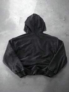 PAVTROS 男士复古时尚长袖连帽拉链卫衣 - 黑色 - 查看 3