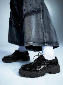 Sugerpunk Fashionable Commuter Versatile Thick Sole Platform Shoes - Black - View 1