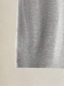 Resyla 女士小狗刺绣圆领灰色短袖标准尺码T恤 - 灰色 - 查看 3