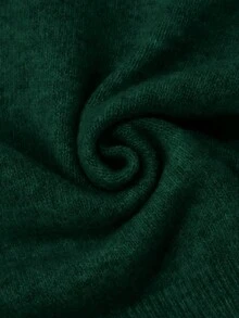 Elenzga 女式休闲刺绣圆领纯色 A 字形百褶裙毛衣两件套 - 墨綠色 - 查看 6