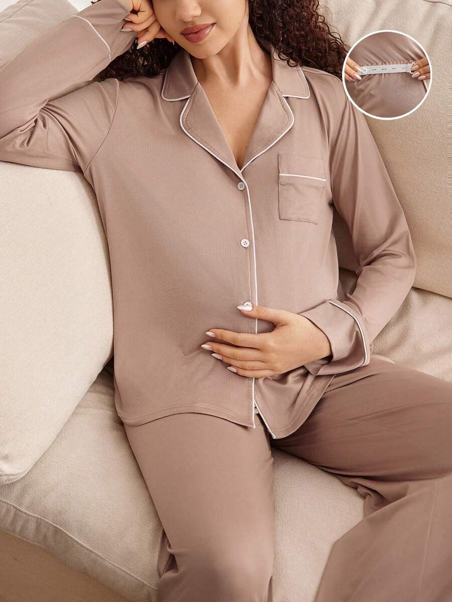 Casual Basic Fashion Maternity & Nursing Pajamas, Winter