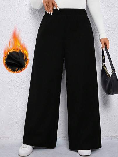 EMERY ROSE 大码女式纯色百搭休闲裤，适合日常通勤、居家休闲、秋冬季穿着