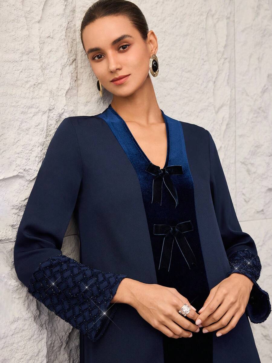 Al Najma 女士土耳其长款连衣裙和阿拉伯传统长袍 - 寶藍色 - 查看 1