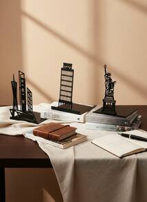 Creative Metal Bookend - Iron Art Hollow-Out Design Book Organizer, Unique Bookshelf Stopper - Black - View 3