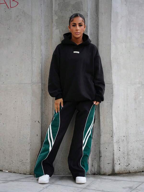 SAYEHFBABY Pantalon casual ample à jambes larges rayées avec taille élastique pour femmes